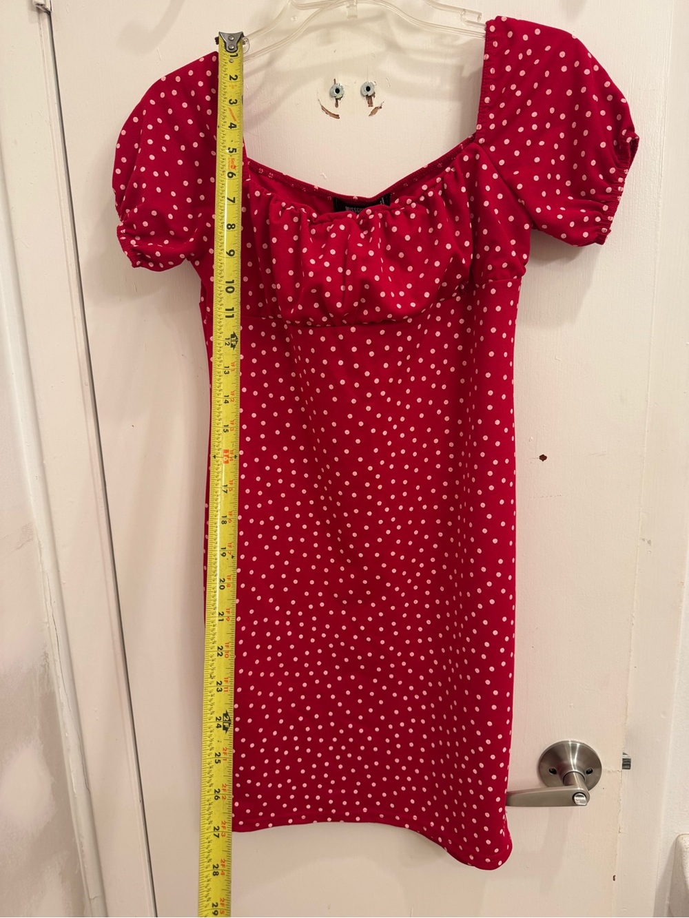 Missguided Red Polka Dot Puff Sleeve Mini Dress